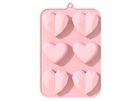 Molde silicona 6 corazones grandes